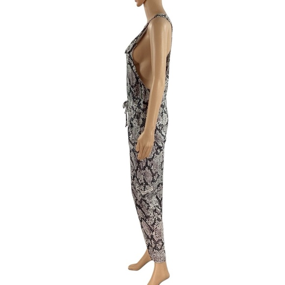 Chaser Snakeskin Print Sleeveless Cargo Jumpsuit with Pockets Small - Picture 4 of 7